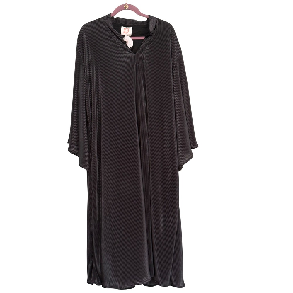 Victoria Dunn Charcoal Grey Pleated Kaftan Maxi Dress XS New With Tags